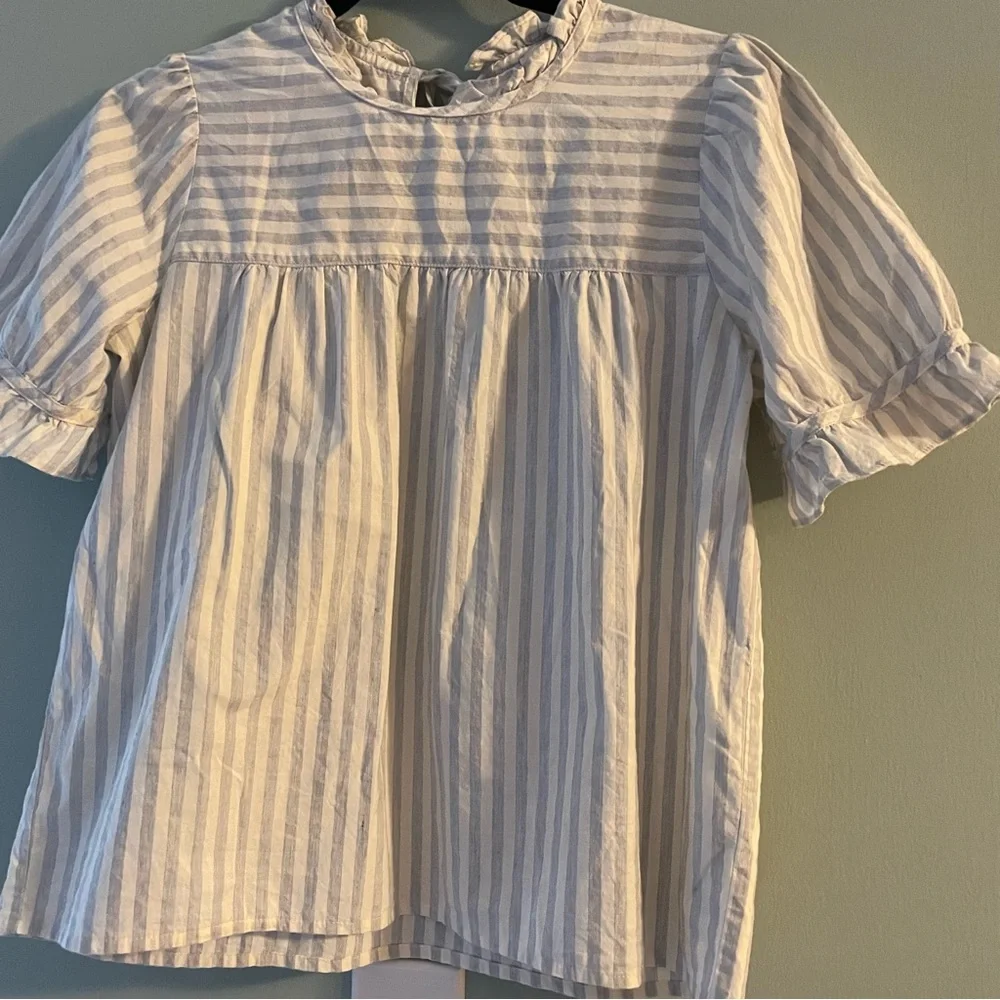 Madewell Striped Ruffle-Neck Keyhole Top Size XS - Picture 4 of 9